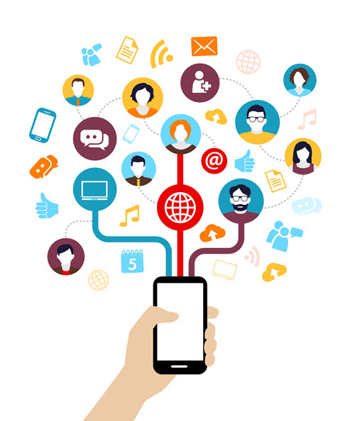 employee sharing on social media via cell phone