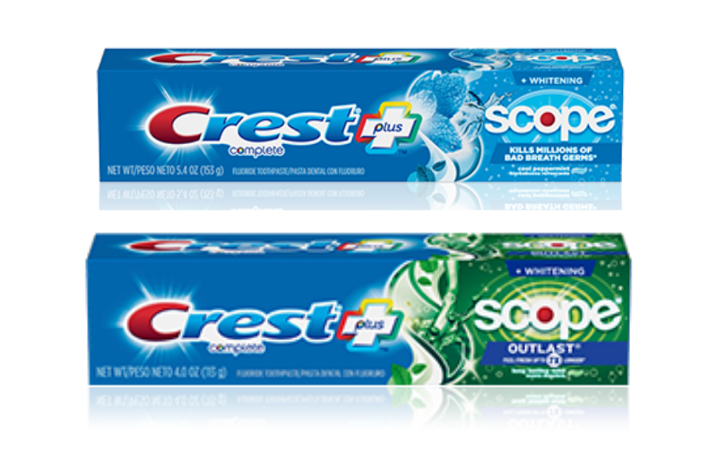 Two Crest toothpaste packages that are almost identical paradox of choice
