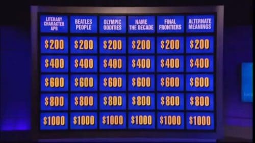 Jeopardy game board