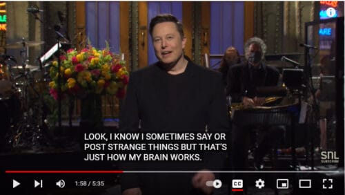 Elon Musk Doing Opening Monologue On Saturday Night Live.