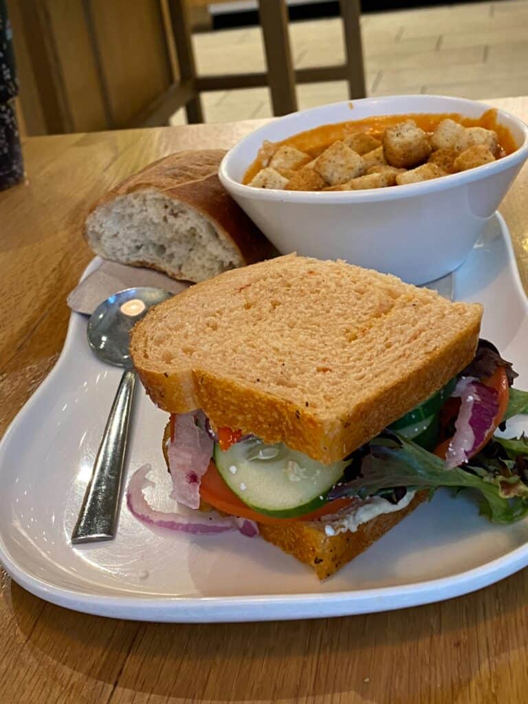  Mediterranean veggie sandwich and tomato soup at Panera