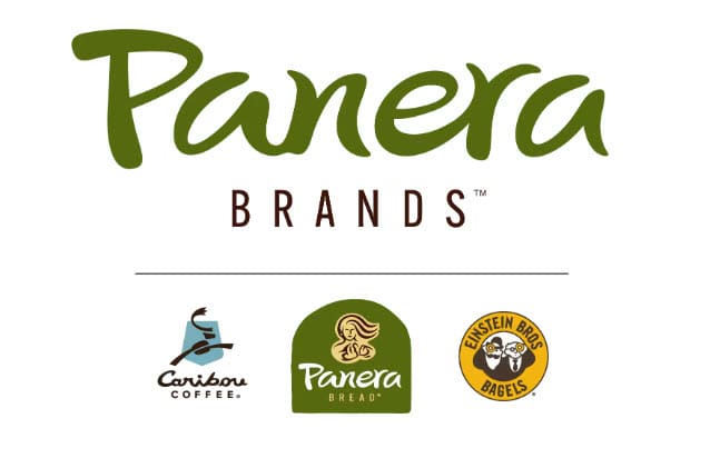 Panera Brands logo with Caribou Coffee, Panera Bread, and Einstein Bros Bagels logo below